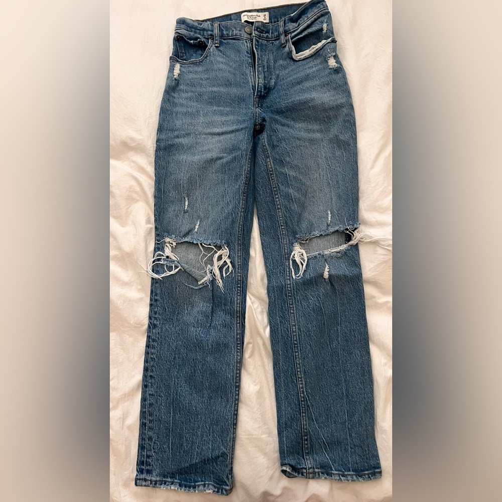 Abercrombie & Fitch Blue Straight High Rise Jeans